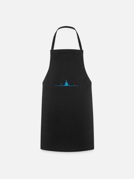 Sailing Heartbeat Pulse Line - Cooking Apron - black