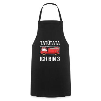 3 Tatütata Feuerwehrauto Birthday - Kochschürze - Schwarz - Vorne - AI Model Male 185 dark (185cm)