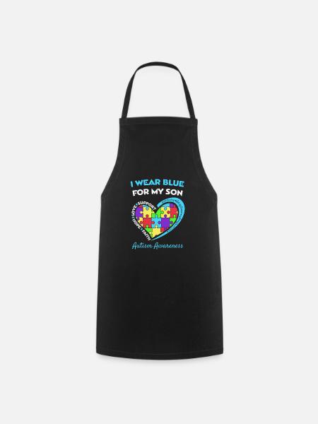 I Wear Blue For My Son Autismus Autism Awareness - Cooking Apron - black