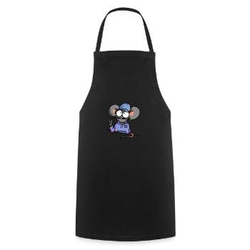 Maus zeigt Peace - Kochschürze - Schwarz - Vorne - AI Model Male 185 dark (185cm)