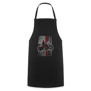 Vintage American Flag Motorcycle Trike Rider - Cooking Apron - black - Front - AI Model Male 185 dark (185cm)