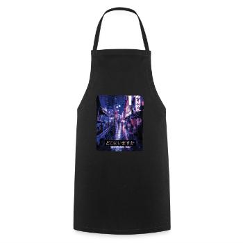 Vaporwave Art Aesthetic des années 80 Mème Tokyo Where - Tablier de cuisine - noir - Devant - AI Model Male 185 dark (185cm)