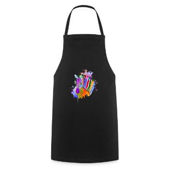 Arc-en-ciel zèbre shirt coloré - Tablier de cuisine - noir - Devant - AI Model Male 185 dark (185cm)