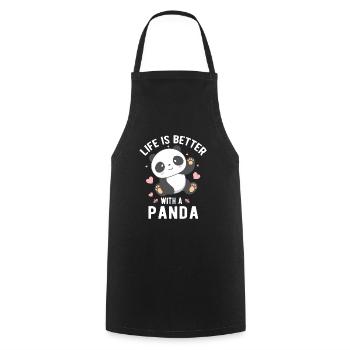 Das Leben ist besser mit einem Panda niedlich Panda Bär Classi - Kochschürze - Schwarz - Vorne - AI Model Male 185 dark (185cm)