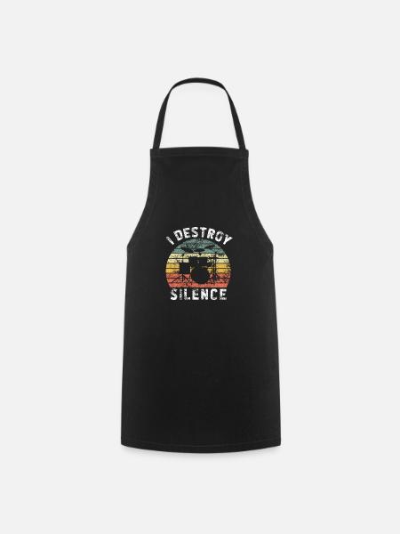Schlagzeug I Destroy Silence Retro Grunge Vintage - Kochschürze - Schwarz