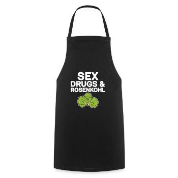 Sex, Drugs & Rosenkohl - Kochschürze - Schwarz - Vorne - AI Model Male 185 dark (185cm)