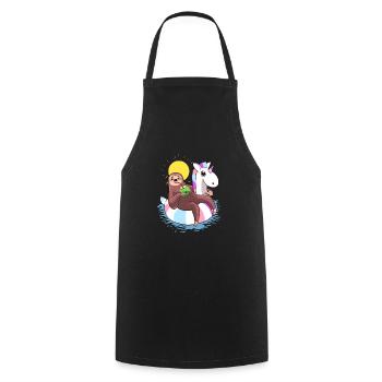 Funny Sloth Summer Vacation 2019 Meme T-Shirt - Cooking Apron - black - Front - AI Model Male 185 dark (185cm)