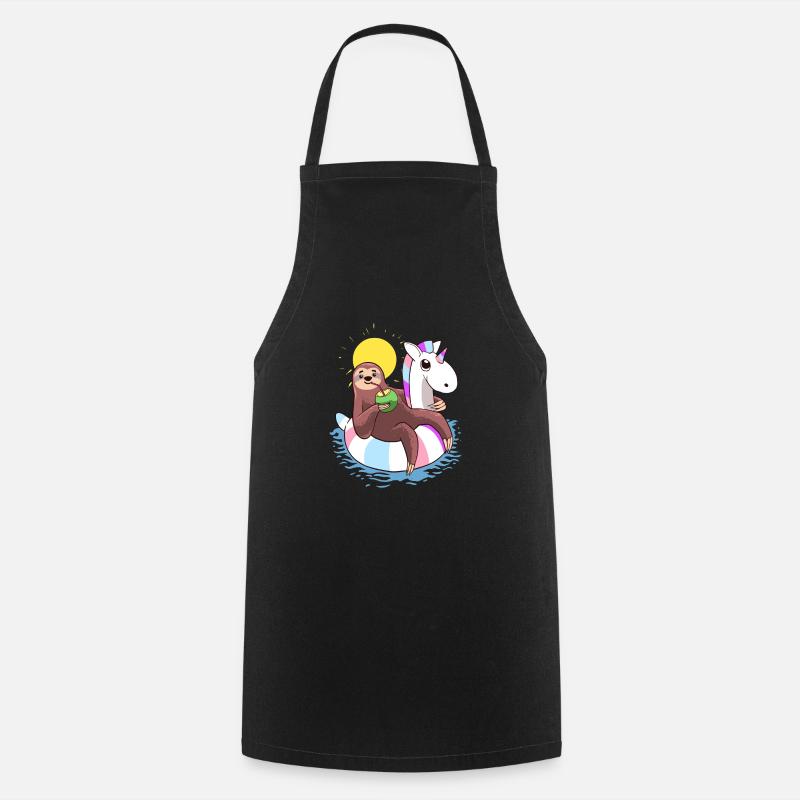 Funny Sloth Summer Vacation 2019 Meme T-Shirt - Cooking Apron - black