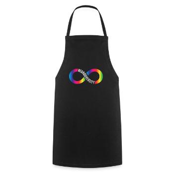 Neurodiversité Arc-en-ciel Infini - Tablier de cuisine - noir - Devant - AI Model Male 185 dark (185cm)