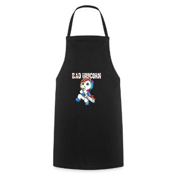 Drôle de tronçonneuse La licorne maléfique - Tablier de cuisine - noir - Devant - AI Model Male 185 dark (185cm)