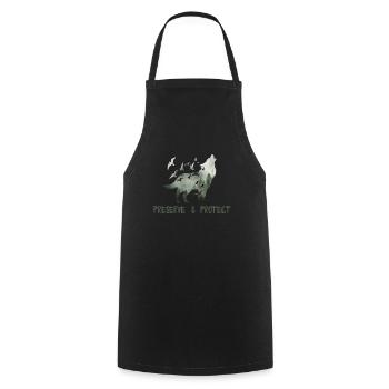 Preserve & Protect Environmental Protection Climate Protection Wolf - Cooking Apron - black - Front - AI Model Male 185 dark (185cm)
