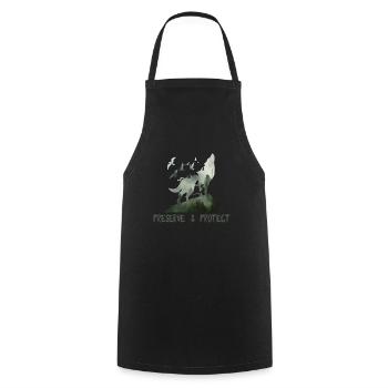 Preserve & Protect Environmental Protection Climate Protection Wolf - Cooking Apron - black - Front - AI Model Male 185 dark (185cm)