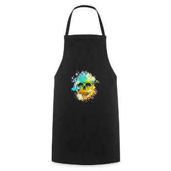 Skull Blumen - Kochschürze - Schwarz - Vorne - AI Model Male 185 dark (185cm)