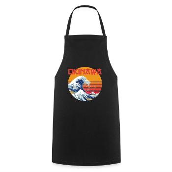 Kanagawa Okinawa Japan - Cooking Apron - black - Front - AI Model Male 185 dark (185cm)