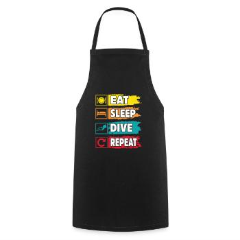 Eat sleep Dive repeat Scuba Diving - Cooking Apron - black - Front - AI Model Male 185 dark (185cm)