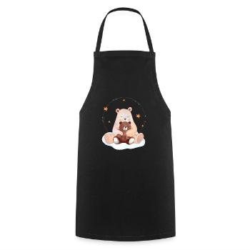 Cute Bear Baby with Bear Mama - Cooking Apron - black - Front - AI Model Male 185 dark (185cm)