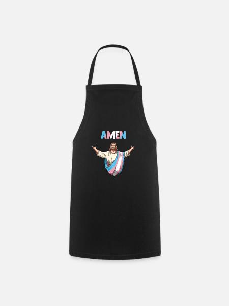 Funny Transgender Jesus - Cooking Apron - black