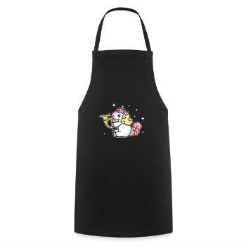 Cute Unicorn Playing French Horn Horn Lover Gift - Cooking Apron - black - Front - AI Model Male 185 dark (185cm)