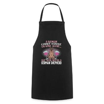 A Girl And Her German Shepherd - Cooking Apron - black - Front - AI Model Male 185 dark (185cm)