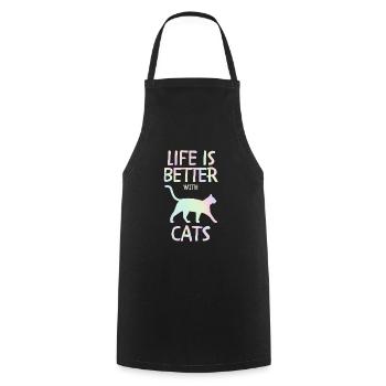 La vie est un cadeau de chat avec les chats - Tablier de cuisine - noir - Devant - AI Model Male 185 dark (185cm)