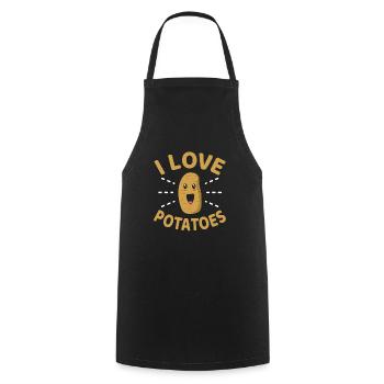 I Love Potatoes Funny Gardener Fun Carriage - Cooking Apron - black - Front - AI Model Male 185 dark (185cm)