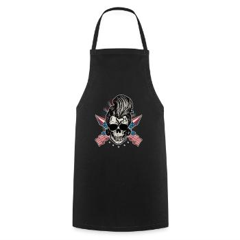 USA Flag Rock n Roll Rockabilly Skull 4th Of July - Cooking Apron - black - Front - AI Model Male 185 dark (185cm)