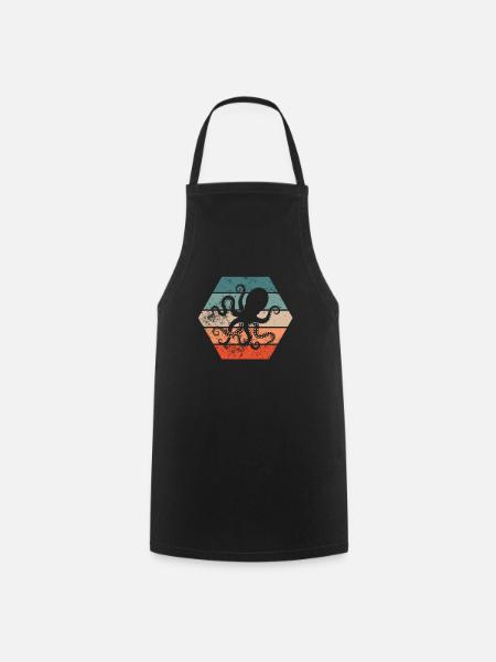 Pieuvres de calmar rétro cadeau - Tablier de cuisine - noir