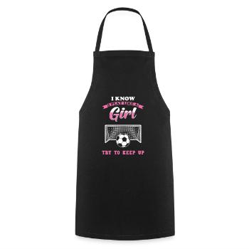 Football féminin filles - Tablier de cuisine - noir - Devant - AI Model Male 185 dark (185cm)