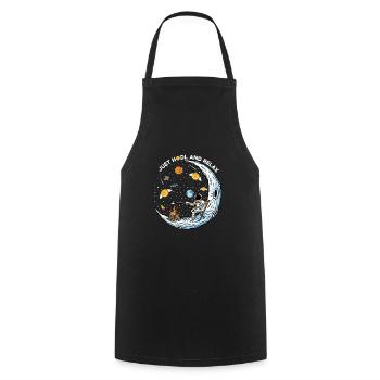 BTC Bitcoin HODL and RELAX Moon Astronaut - Cooking Apron - black - Front - AI Model Male 185 dark (185cm)