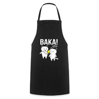 Japanese Anime Baka Neko Lustig Kawaii Cat - Cooking Apron - black - Front - AI Model Male 185 dark (185cm)