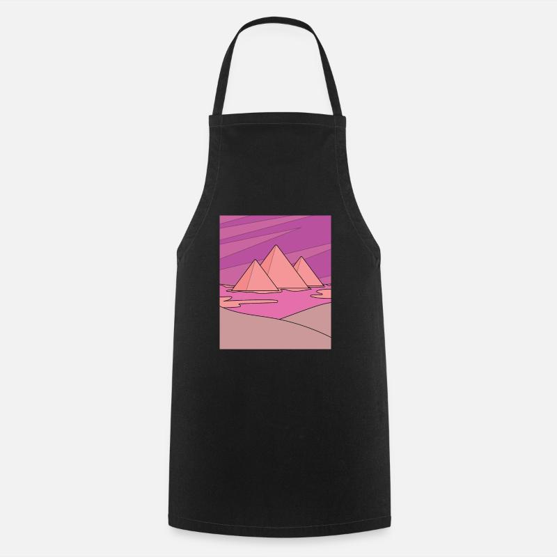Retro pyramide du désert soleil - Tablier de cuisine - noir