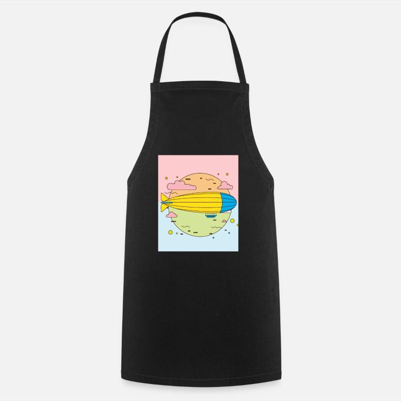 Retro Vintage Zeppelin Mouches - Tablier de cuisine - noir