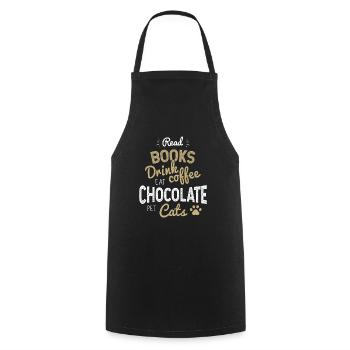 Lire les livres Boire du café Manger des chats de compagnie au chocolat - Tablier de cuisine - noir - Devant - AI Model Male 185 dark (185cm)