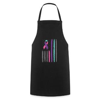 Thyroid cancer ribbon us flag thyroid cancer - Cooking Apron - black - Front - AI Model Male 185 dark (185cm)