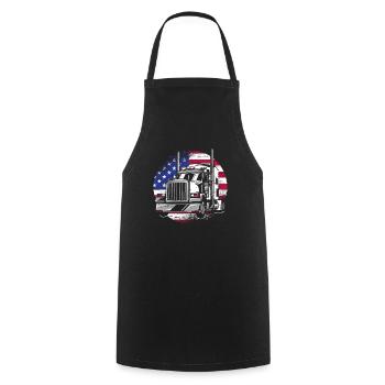 American Trucker USA Flag Truck Driver - Cooking Apron - black - Front - AI Model Male 185 dark (185cm)