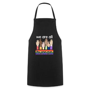 LGBTQ We are all people - Cooking Apron - black - Front - AI Model Male 185 dark (185cm)