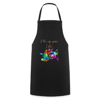 Color up your Life- Photographer, Gift - Cooking Apron - black - Front - AI Model Male 185 dark (185cm)