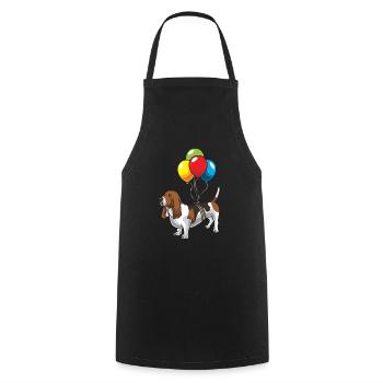 Basset Hound chien avec des ballons - Tablier de cuisine - noir - Devant - AI Model Male 185 dark (185cm)