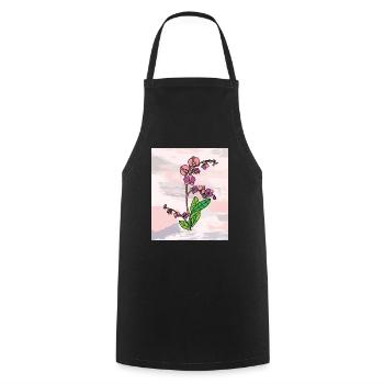 Vintage Blumen Orchideen Bunt - Kochschürze - Schwarz - Vorne - AI Model Male 185 dark (185cm)