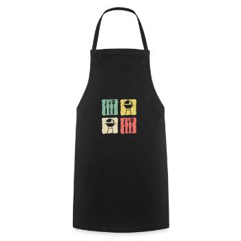 Grill Retro Vintage Geschenk Grillen Grillmeister - Kochschürze - Schwarz - Vorne - AI Model Male 185 dark (185cm)