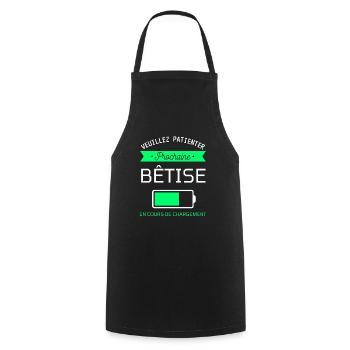 PROCHAINE BÊTISE cadeau humour - Tablier de cuisine - noir - Devant - AI Model Male 185 dark (185cm)