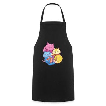 Pansexual Kawaii Cat, Anime Art Pan Pride - Cooking Apron - black - Front - AI Model Male 185 dark (185cm)