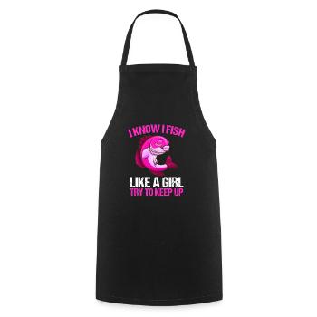 Fishing Women - Cooking Apron - black - Front - AI Model Male 185 dark (185cm)
