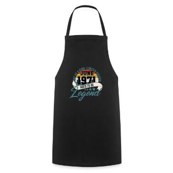 Juin 1971 Anniversaire Vintage 50 ans - Tablier de cuisine - noir - Devant - AI Model Male 185 dark (185cm)