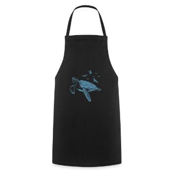Turtle in the water with birds in the sky - Cooking Apron - black - Front - AI Model Male 185 dark (185cm)