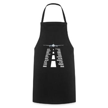 Avion pilote alphabet phonétique - Tablier de cuisine - noir - Devant - AI Model Male 185 dark (185cm)
