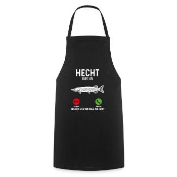 Hecht Angeln - Kochschürze - Schwarz - Vorne - AI Model Male 185 dark (185cm)