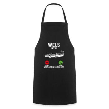 Wels Angeln - Kochschürze - Schwarz - Vorne - AI Model Male 185 dark (185cm)