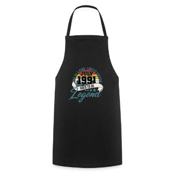Vintage 30e anniversaire juillet 1991 - Tablier de cuisine - noir - Devant - AI Model Male 185 dark (185cm)