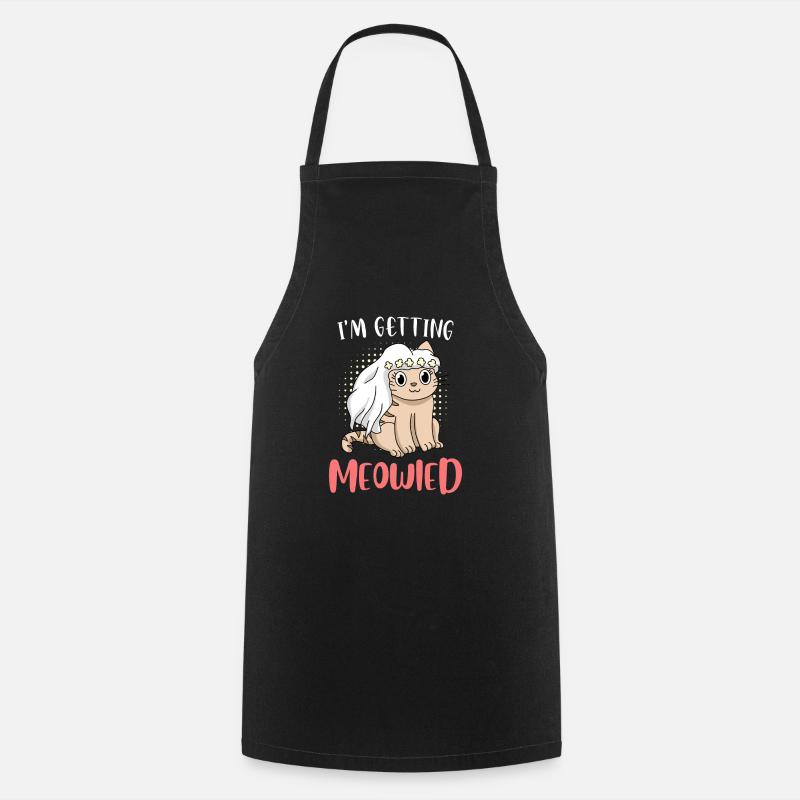 Je me marie Rigolo chat chat - Tablier de cuisine - noir